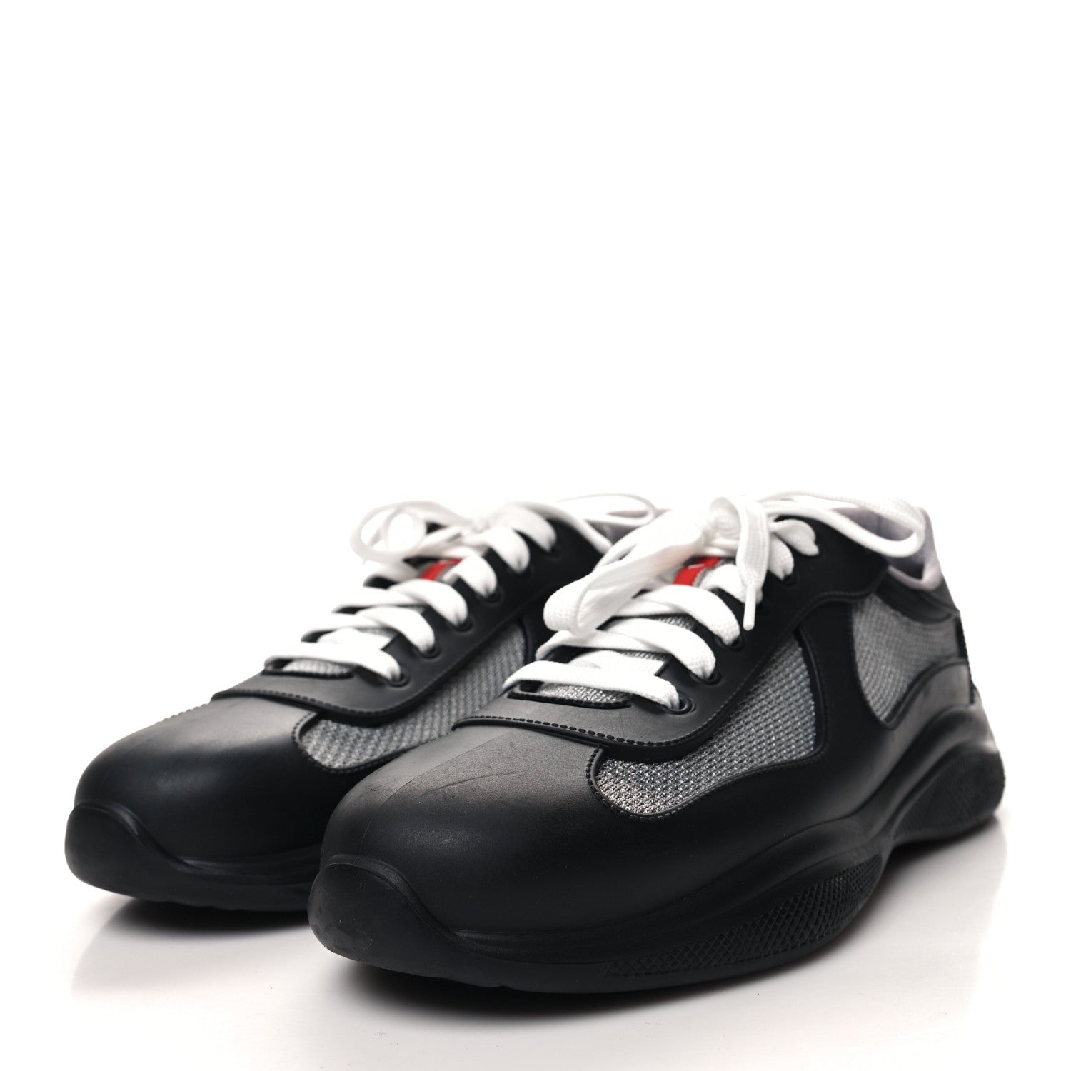 Prada Soft Rubber Mesh Mens America's Cup Sneakers 43 Black Argento 3 of 8