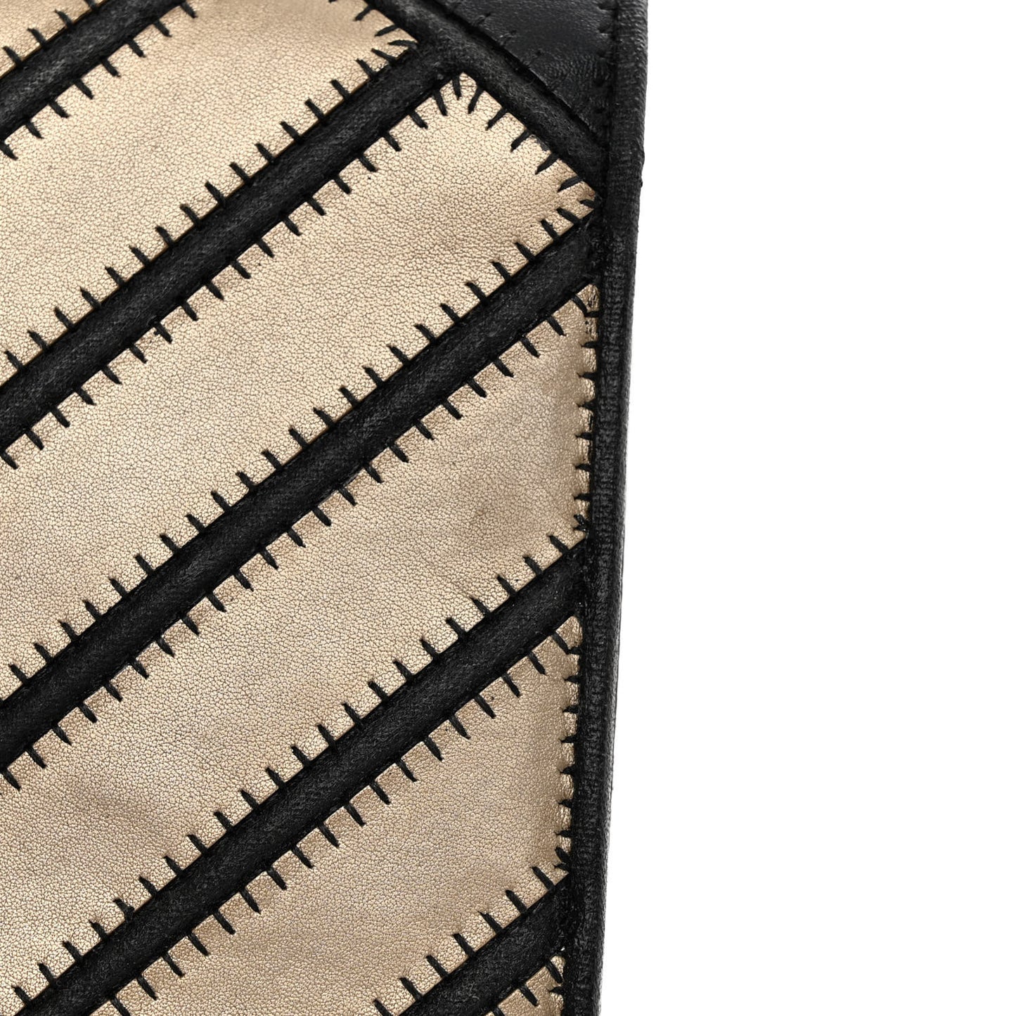 Lambskin Grosgrain Chevron Quilted Small Couture Flap Black Gold