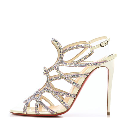 Christian Louboutin Strass Suede Patent Circonvolu 100 Sandals Heels 37 Crystal 1 of 7