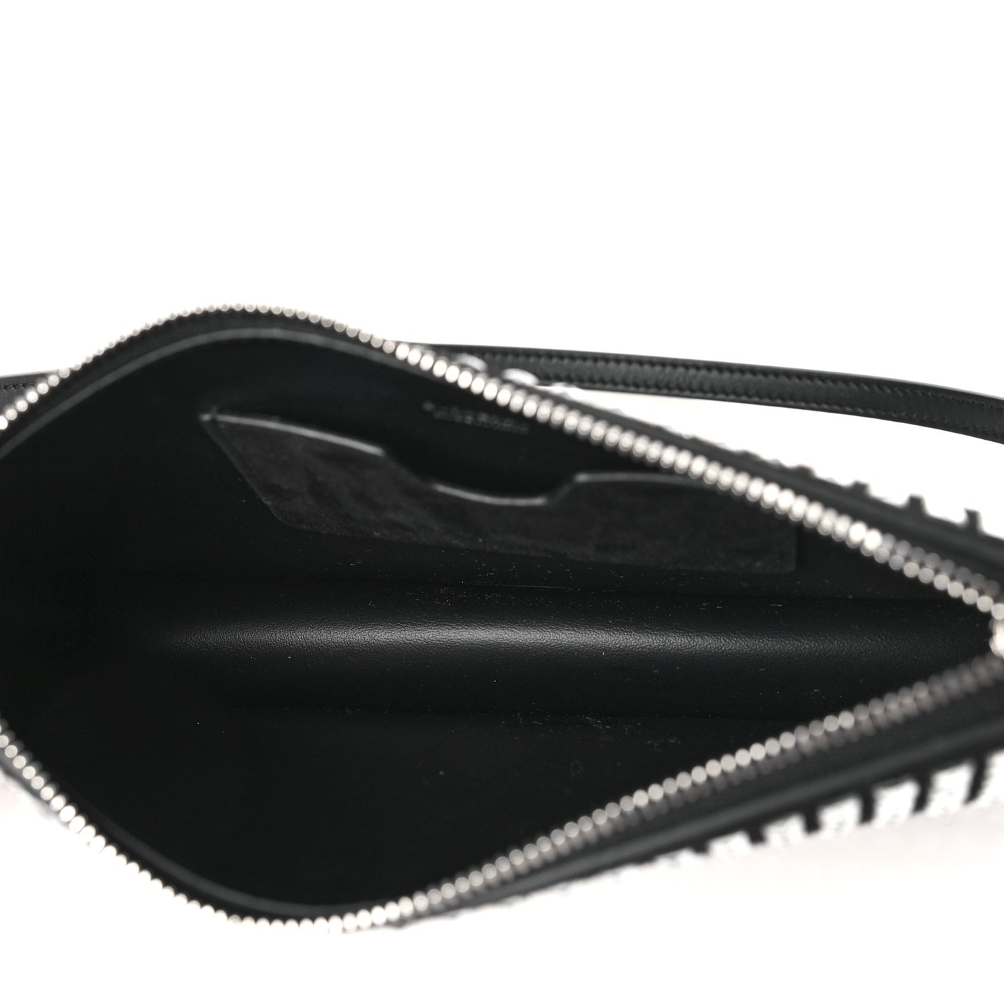 Suede Crystal Embellished TB Hotfix Shoulder Pouch Black