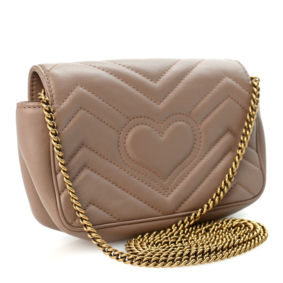Gucci Calfskin Matelasse Super Mini GG Marmont Shoulder Bag Porcelain Rose 3 of 10