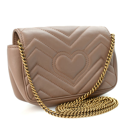 Gucci Calfskin Matelasse Super Mini GG Marmont Shoulder Bag Porcelain Rose 3 of 10