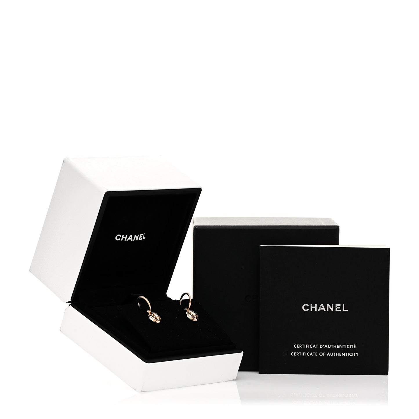 18K Rose Gold Diamond Extrait de Camelia Drop Earrings