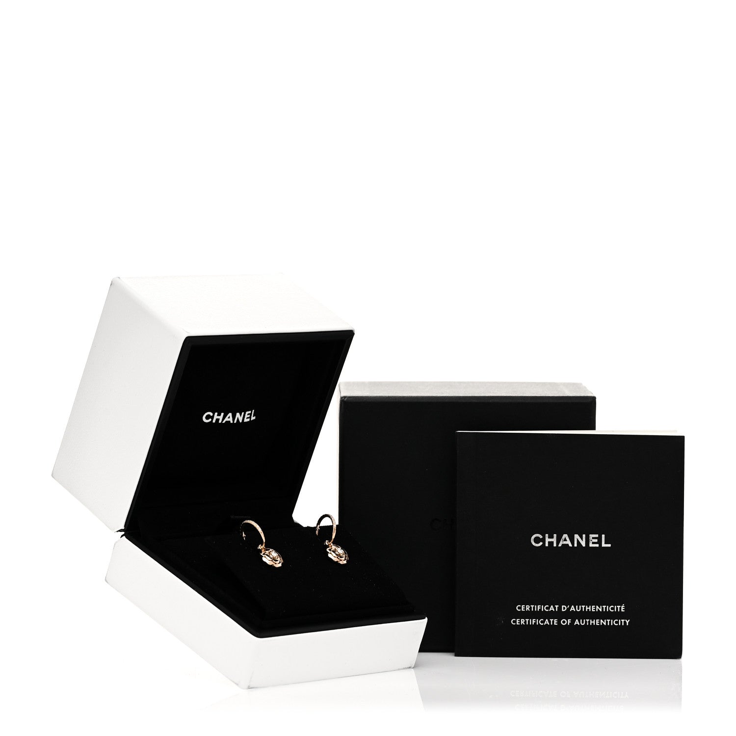 Chanel 18K Rose Gold Diamond Extrait de Camelia Drop Earrings 7 of 7