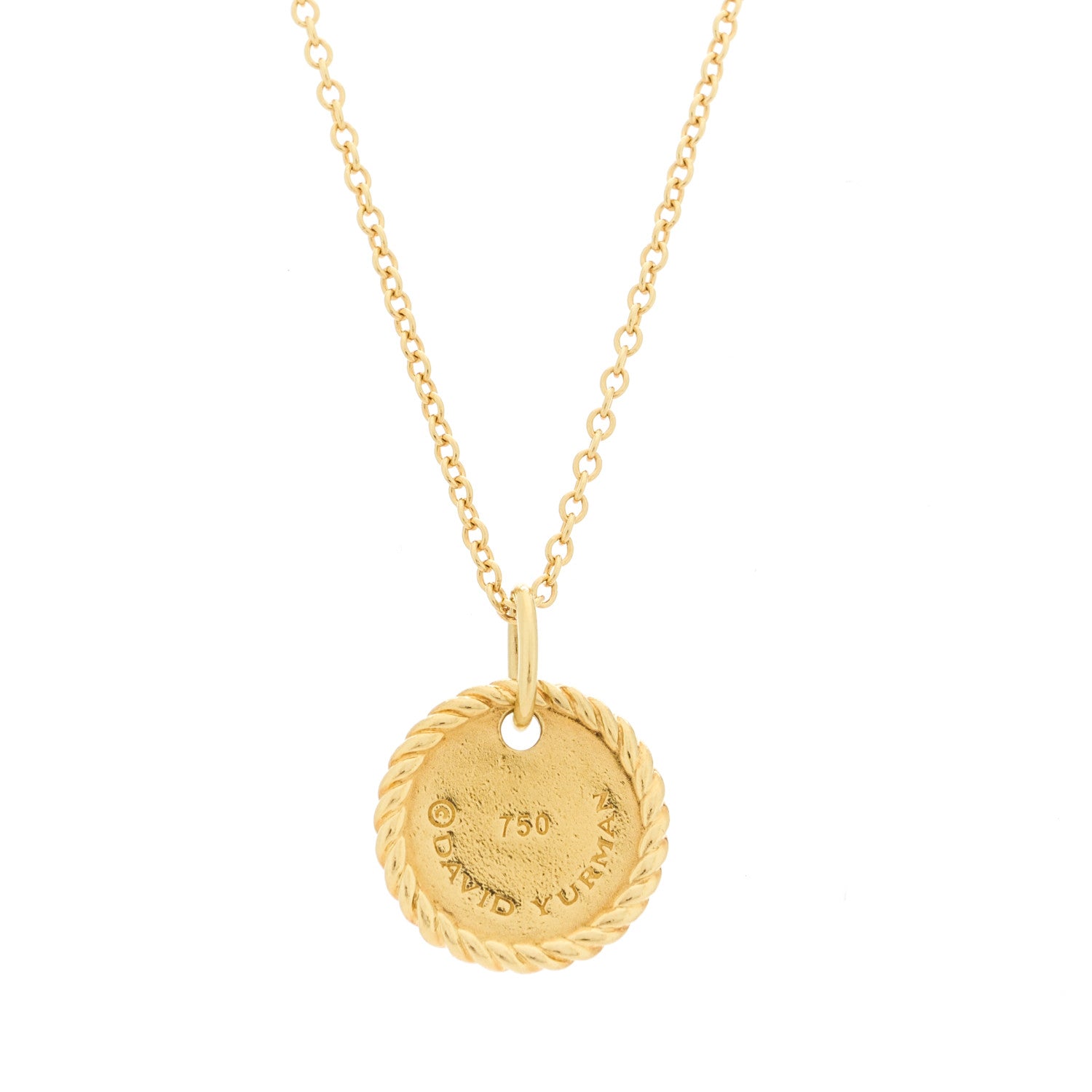David Yurman 18K Yellow Gold Diamond Initial E Charm Necklace 4 of 5