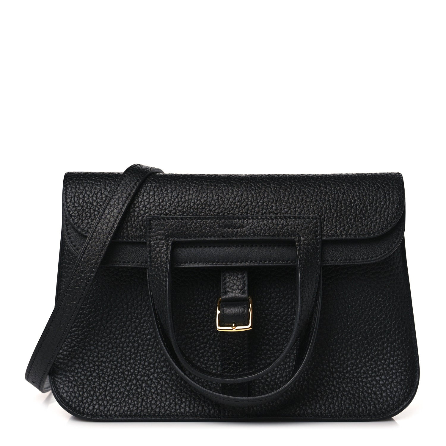 Hermes Taurillon Clemence Halzan 25 Black 1 of 10