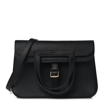Hermes Taurillon Clemence Halzan 25 Black 1 of 10