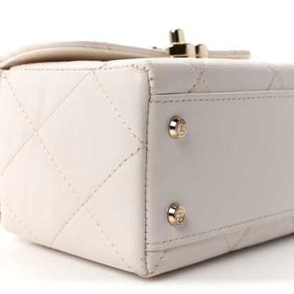 Chanel Shiny Calfskin Quilted CC Handle Vanity Flap Bag White 9 of 10