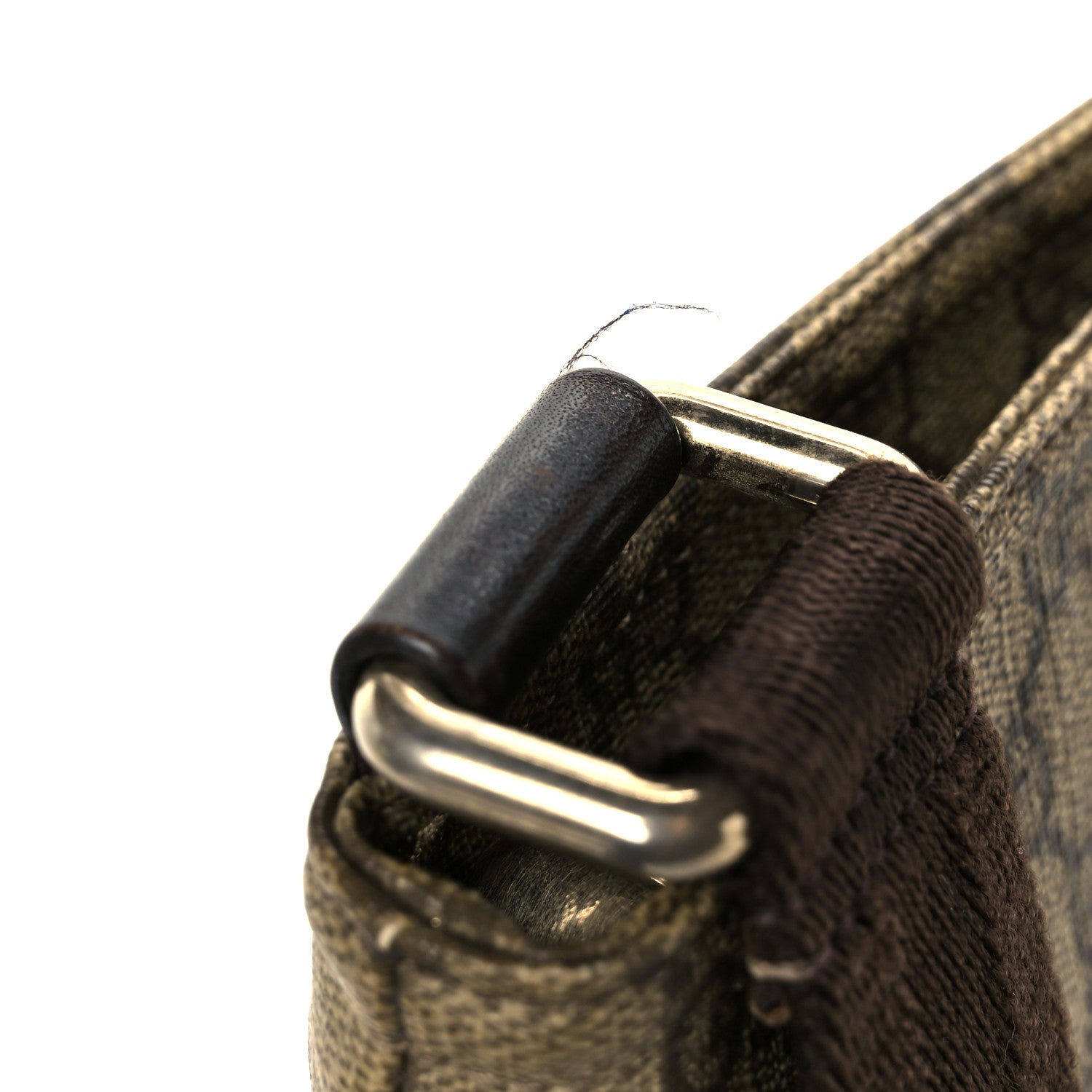 Gucci GG Supreme Monogram Selleria Calfskin Small Flat Side Zip Messenger Bag Beige Ebony Cocoa Dark Chocolate 12 of 12