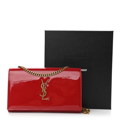 Saint Laurent Patent Calfskin Monogram Kate Wallet On Chain Rouge Eros 12 of 12