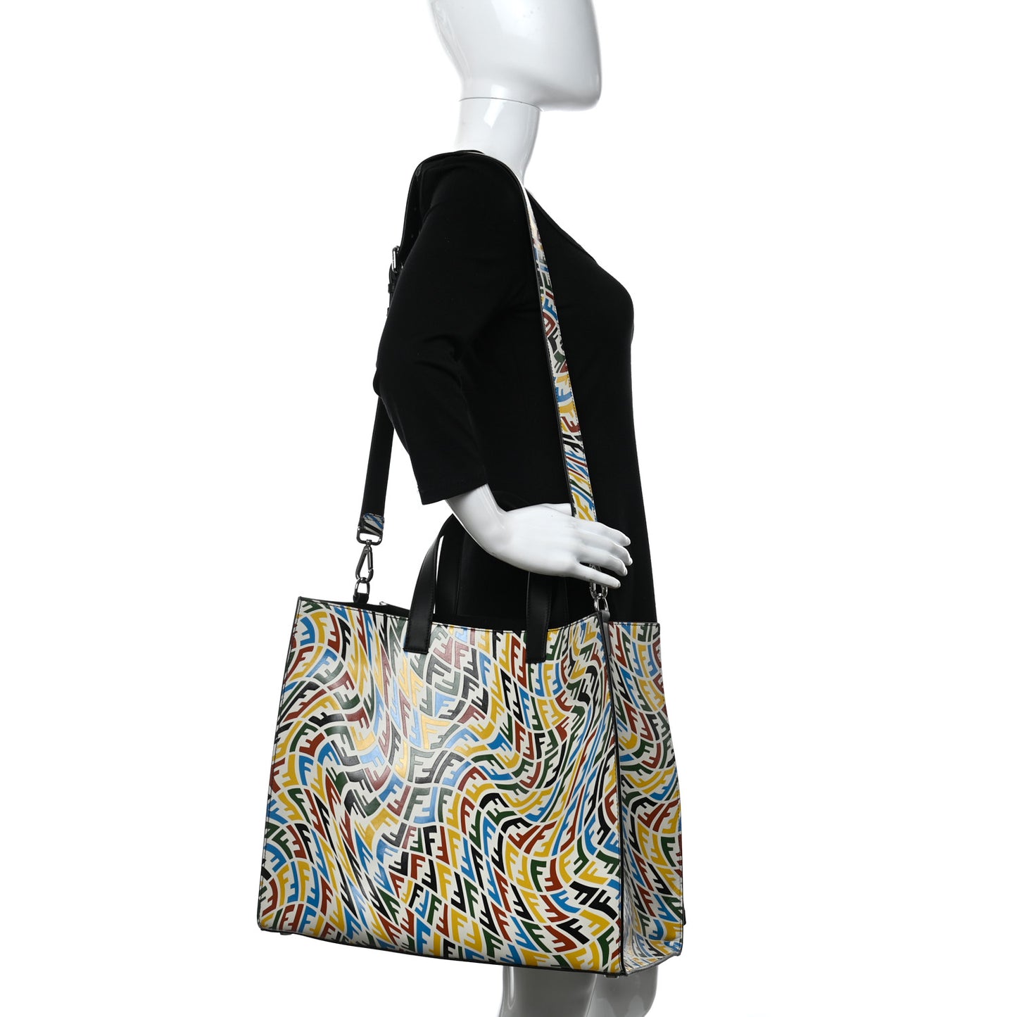 X SARAH COLEMAN Vitello Grace Light FF Vertigo Shopping Tote White Ice Multicolor