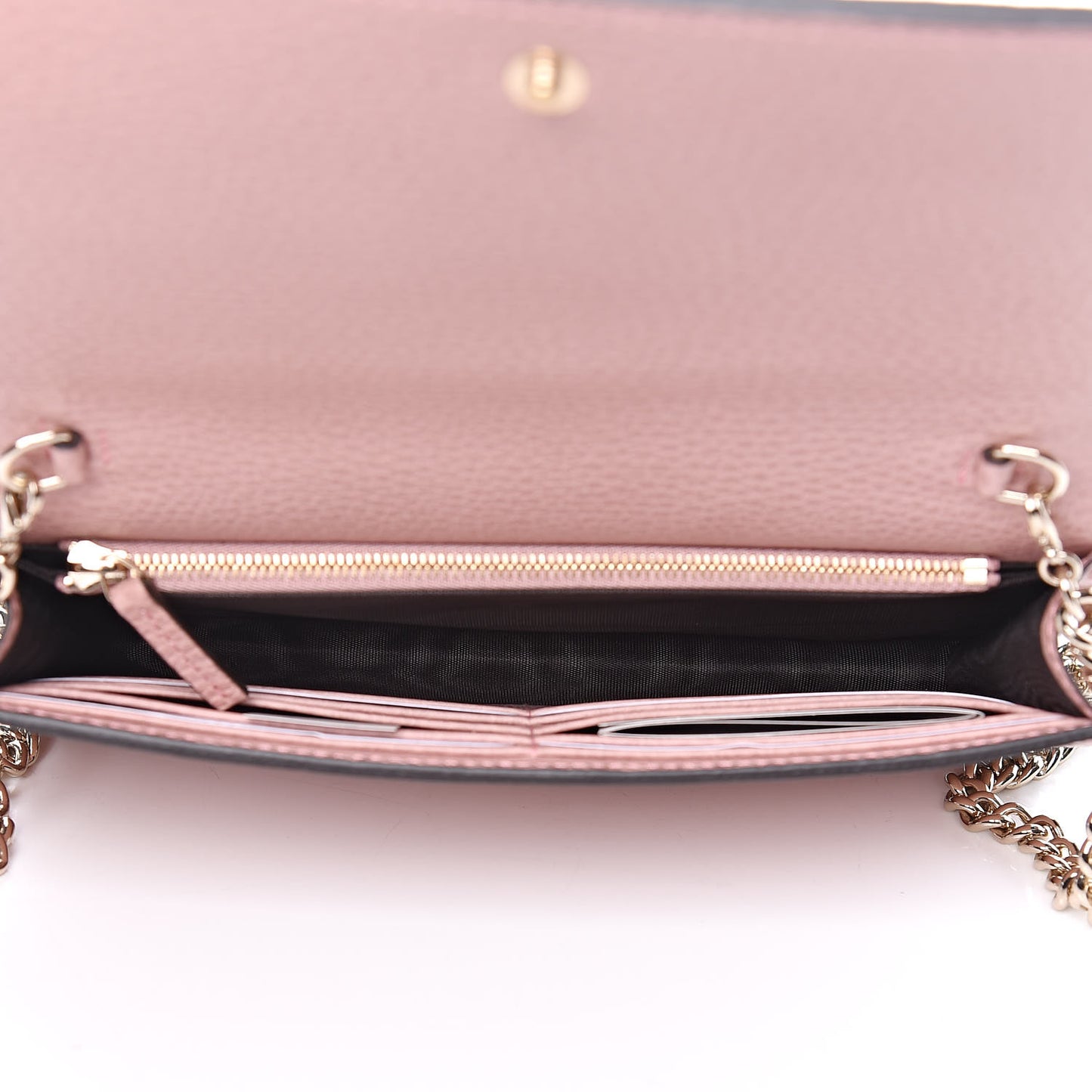 Dollar Calfskin Medium Betty Chain Wallet Soft Pink