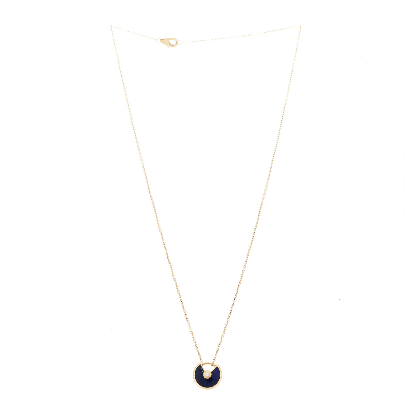 18K Yellow Gold Diamond Lapis Lazuli XS Amulette de Cartier Pendant Necklace