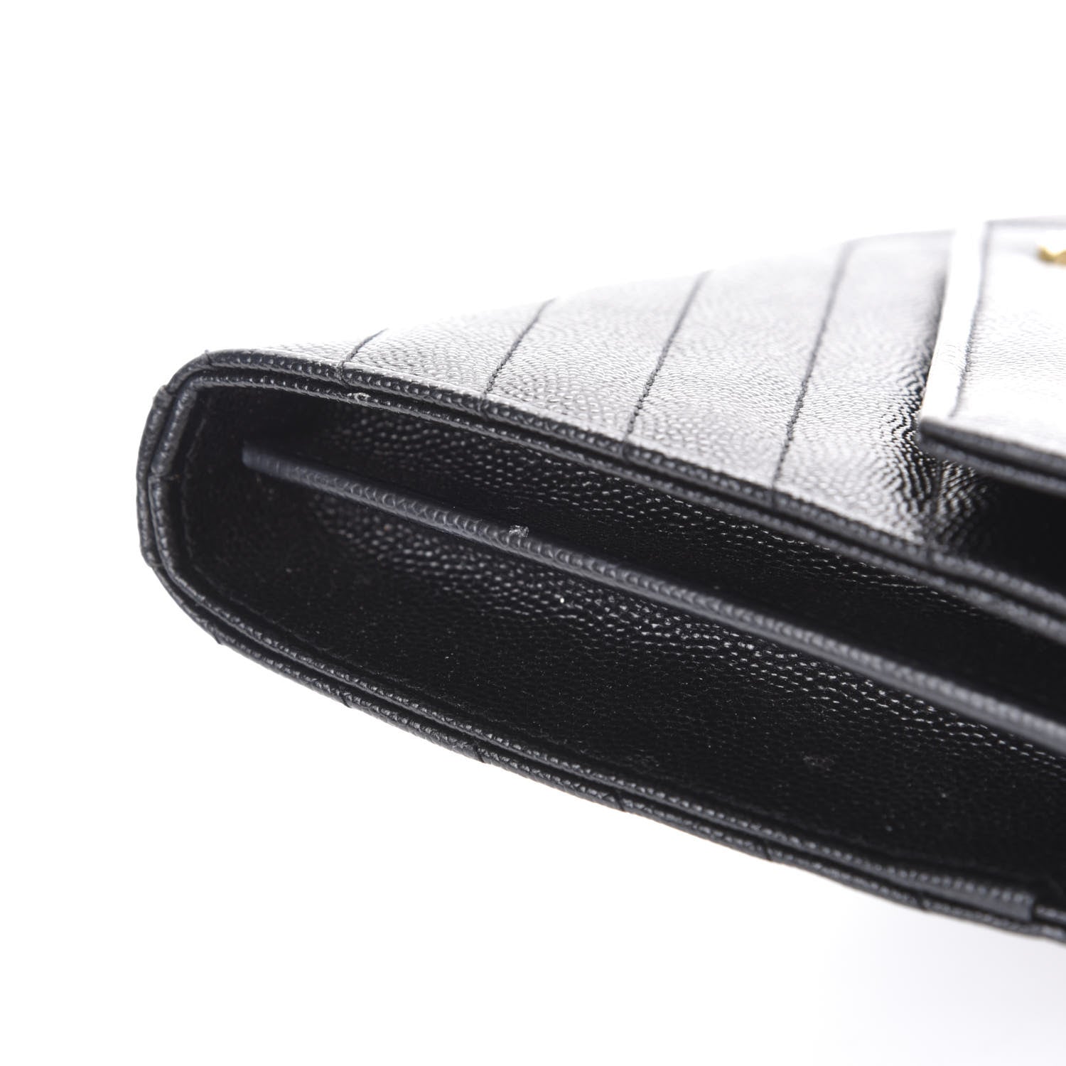 Saint Laurent Grain De Poudre Matelasse Chevron Monogram Chain Wallet Black 11 of 12