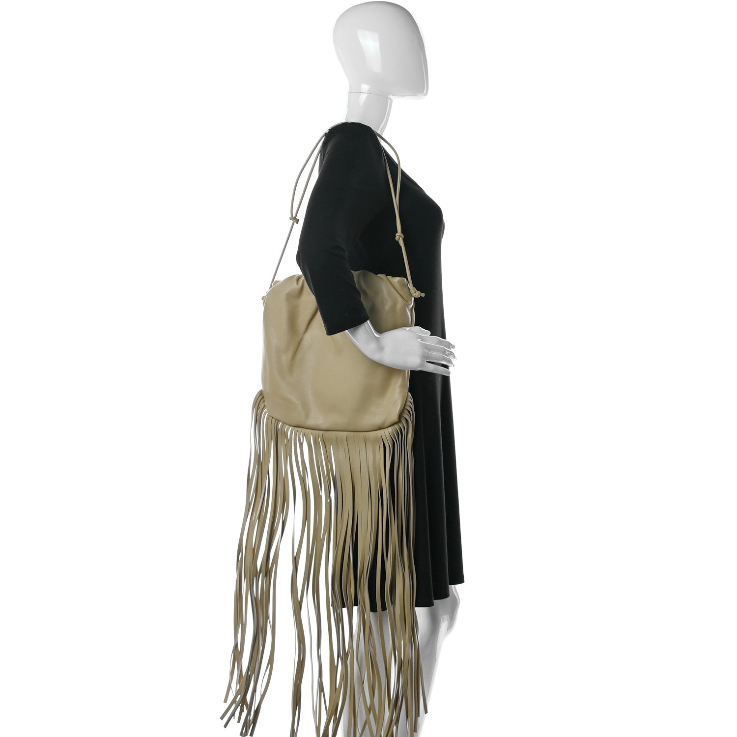 Bottega Veneta Nappa The Fringe Pouch Shoulder Bag Beige 2 of 10