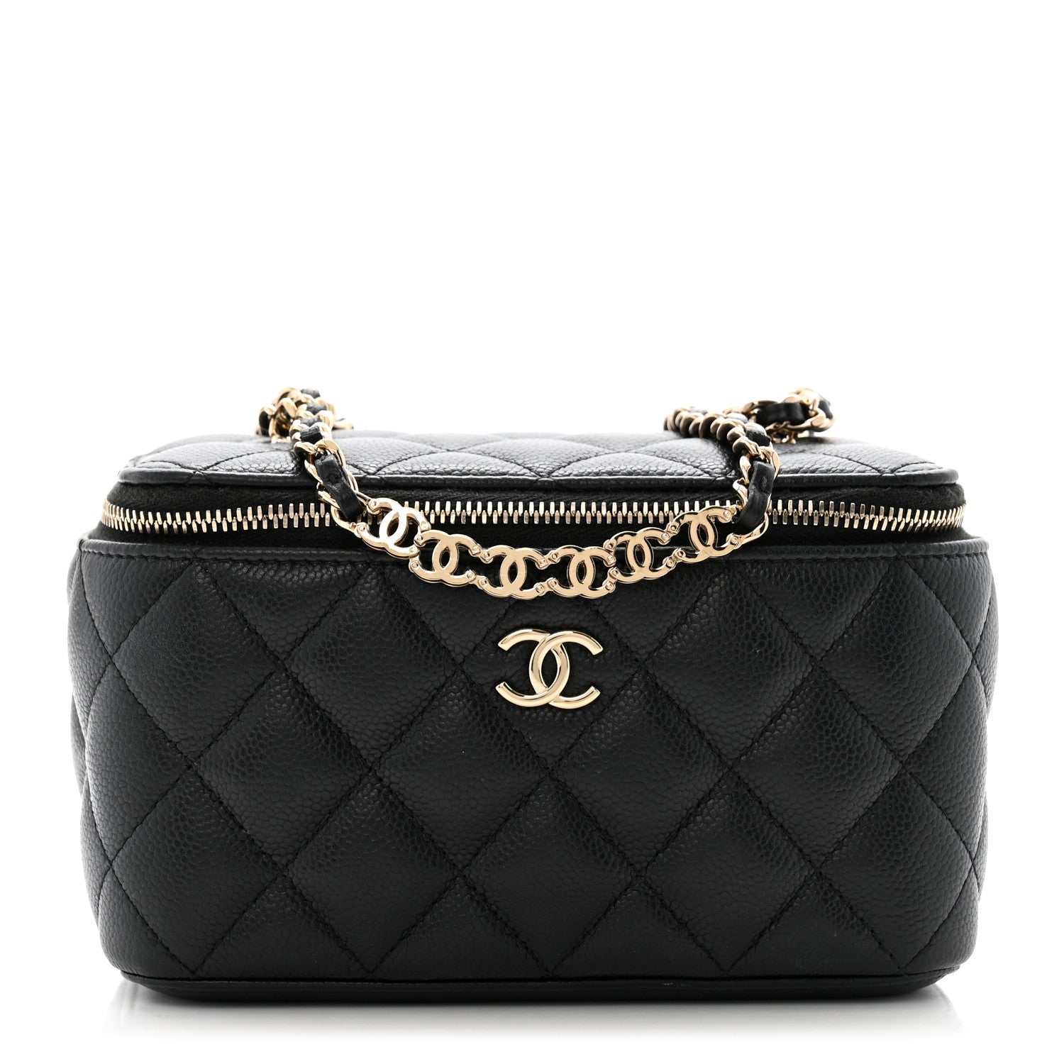 Chanel Caviar Quilted Small Tiny CC Vanity Case With Chain Black 1 of 12