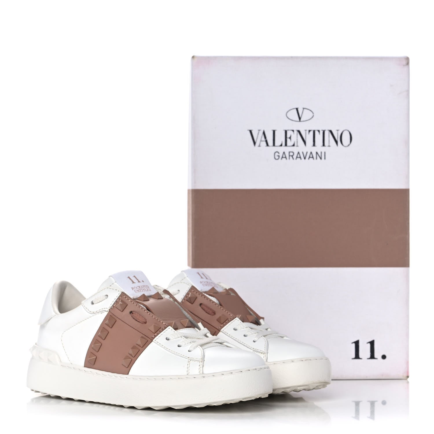Valentino Garavani Calfskin Rockstud Untitled Open Sneakers 35 White Rose Cannelle 12 of 12