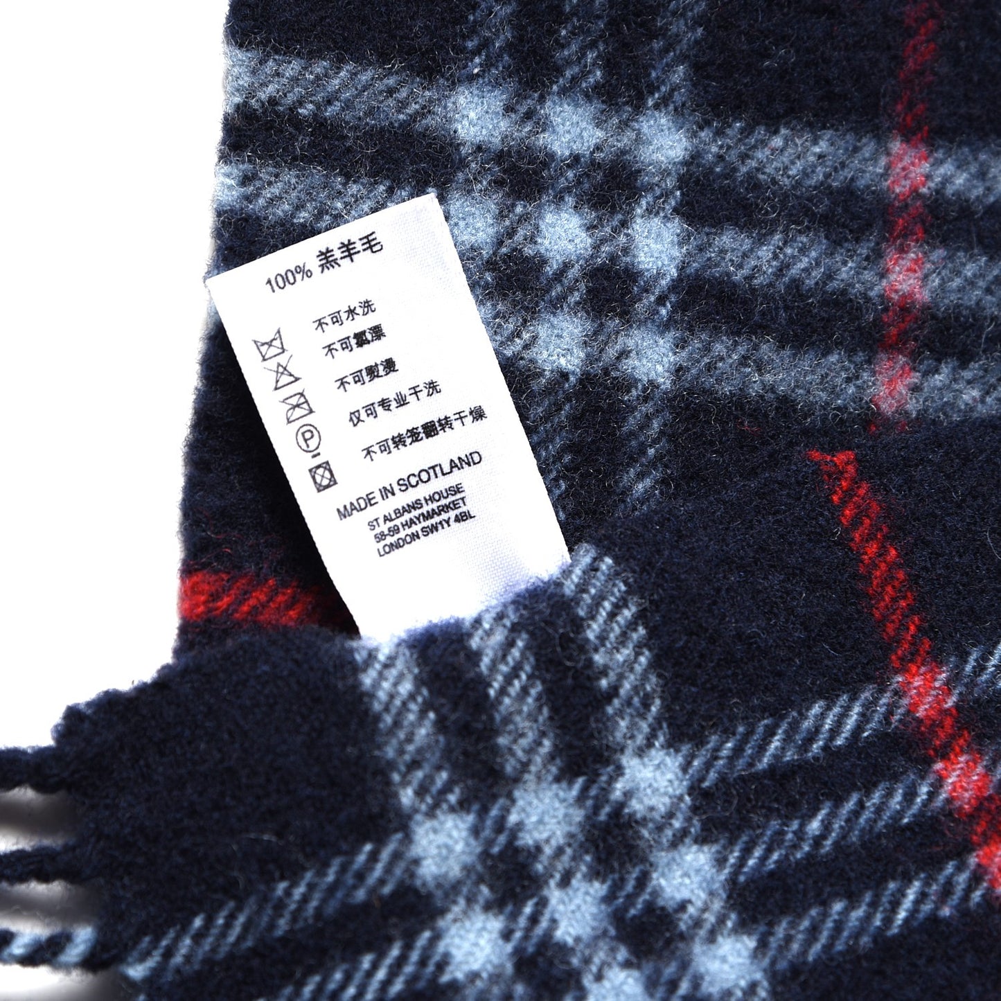 Wool Nova Check Fringe Scarf Blue