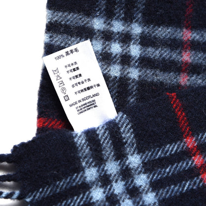 Burberry Wool Nova Check Fringe Scarf Blue 4 of 4