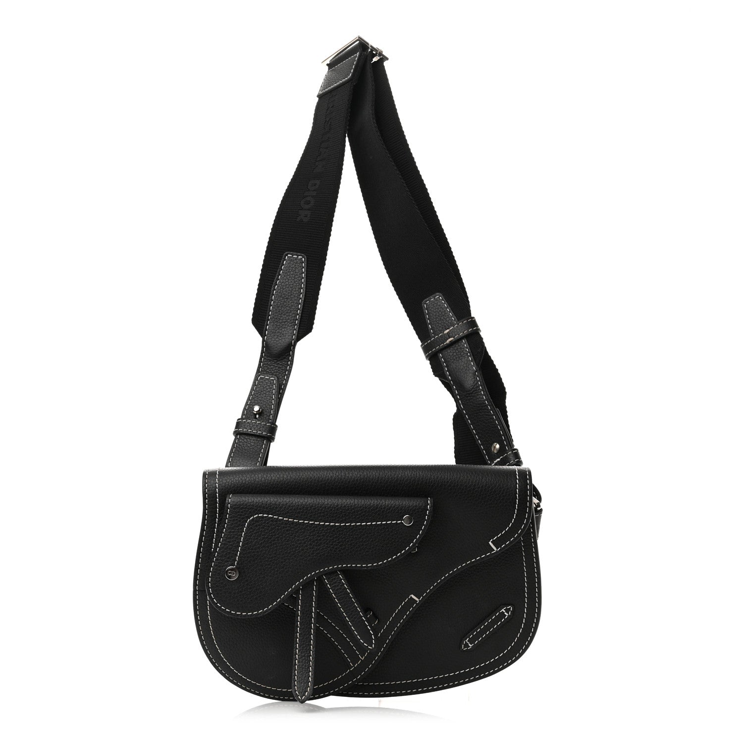 Christian Dior X KAWS Grained Calfskin Saddle Pouch Black 1 of 9