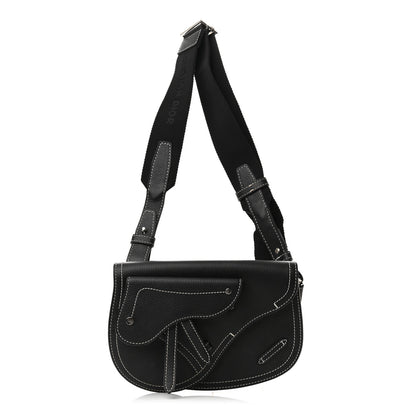 Christian Dior X KAWS Grained Calfskin Saddle Pouch Black 1 of 9