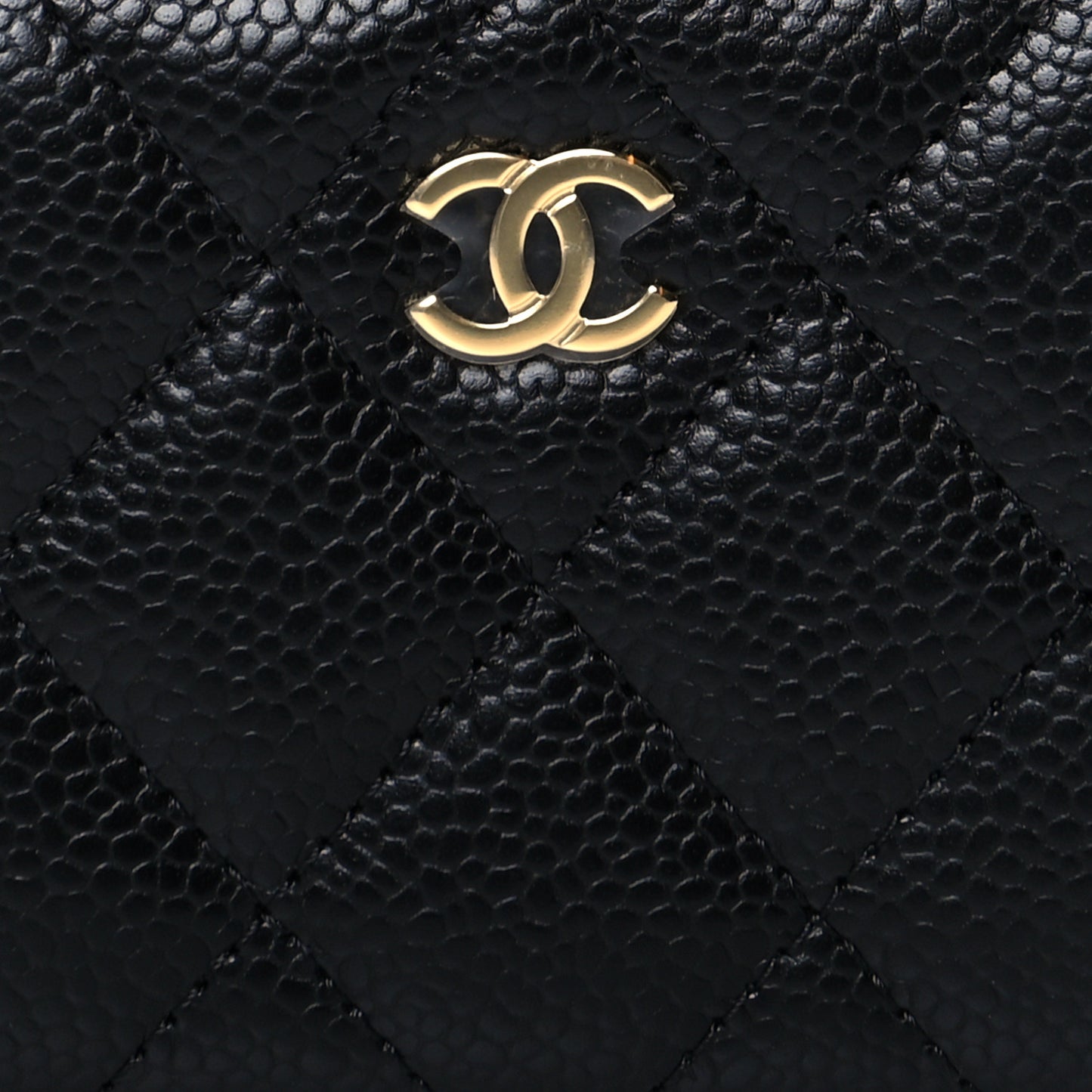 Caviar Quilted Classic Zipped Coin Purse Black