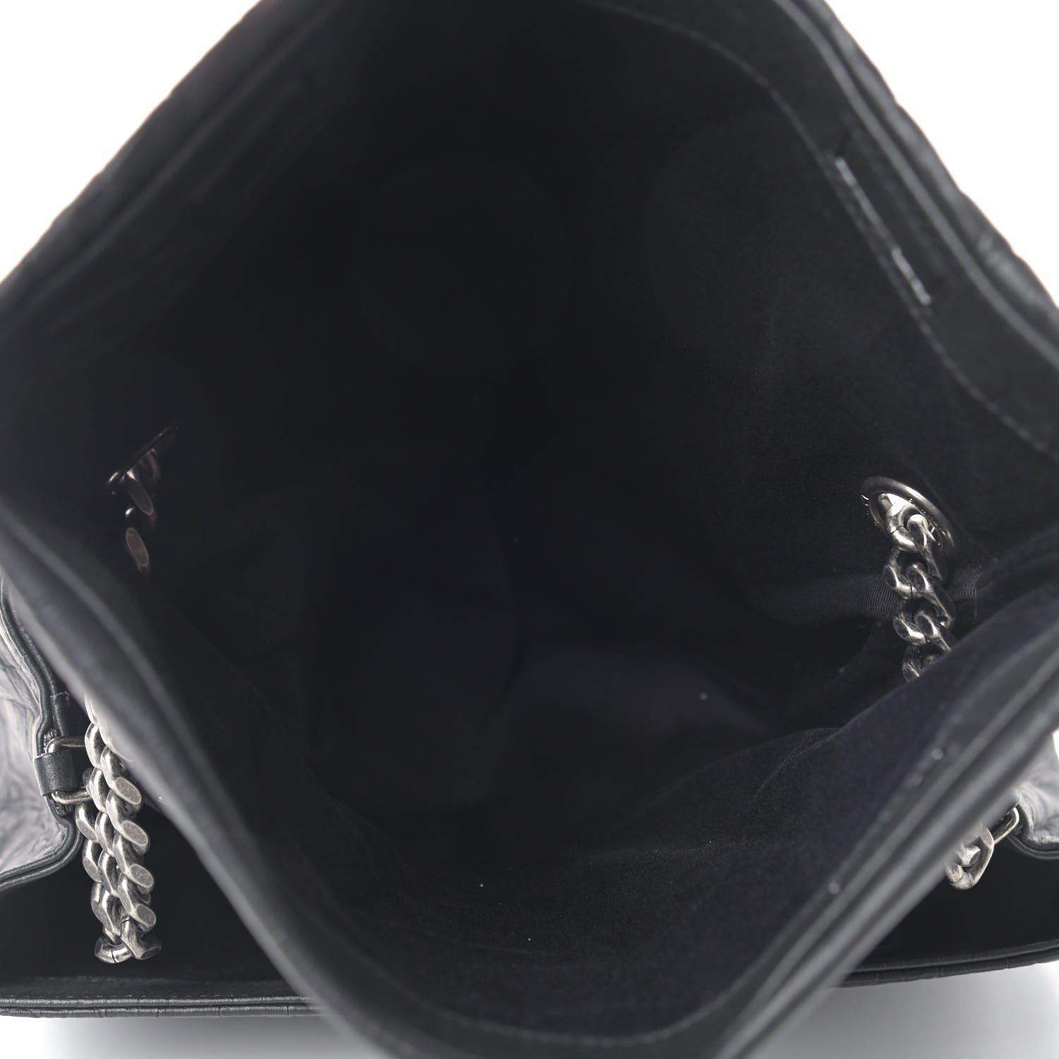 Saint Laurent Calfskin Crocodile Embossed Medium West Hollywood Monogram Fold-Over Black 6 of 11