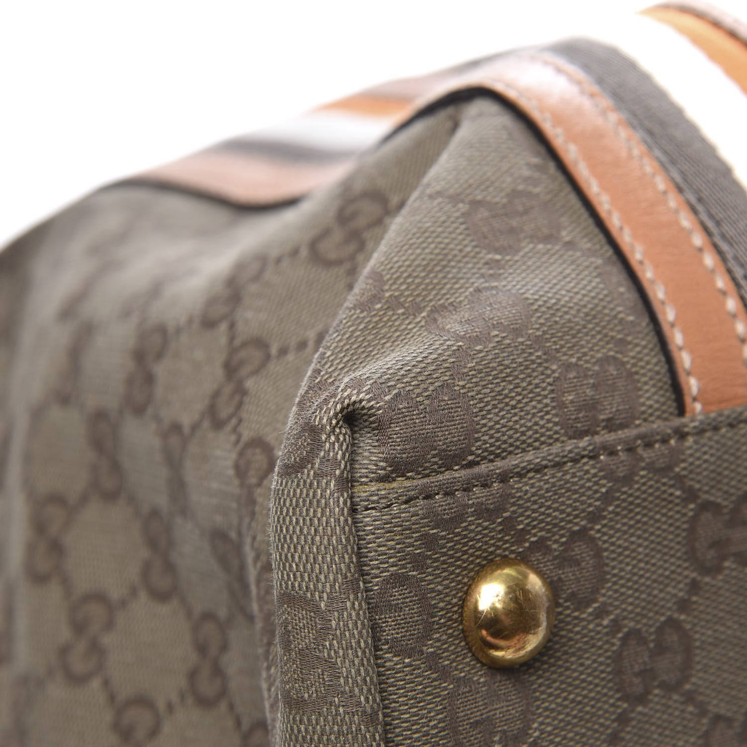 Gucci Calfskin Monogram Web Large Tote Brown 9 of 14