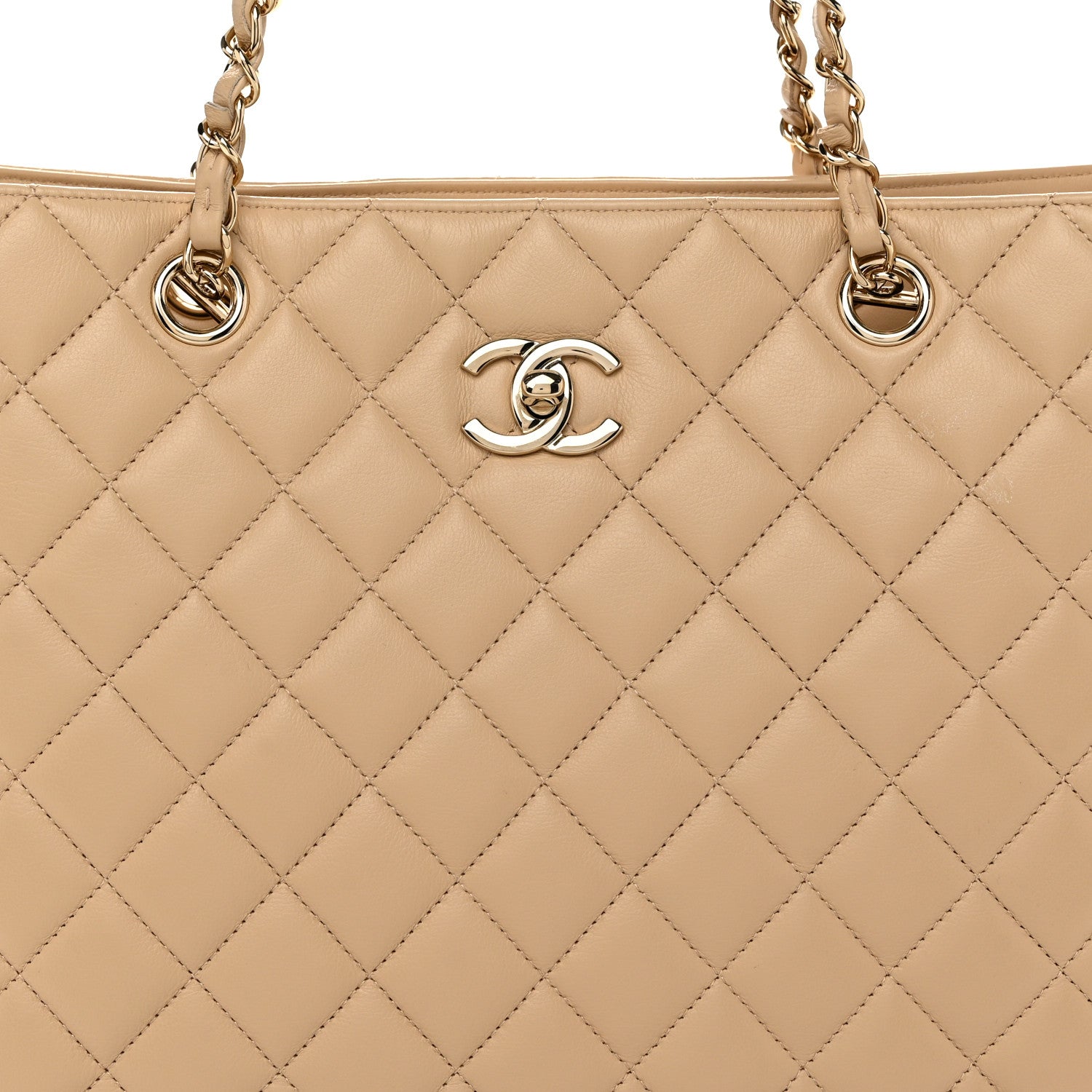 Chanel Calfskin Quilted Large Classic Shopping Tote Beige 8 of 10