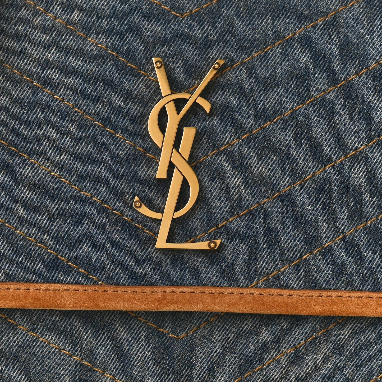 Denim Suede Monogram Medium Niki Chain Satchel Blue Cinnamon