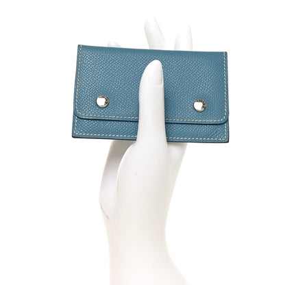 Hermes Epsom Hermesnap Card Holder Bleu Jean 2 of 7