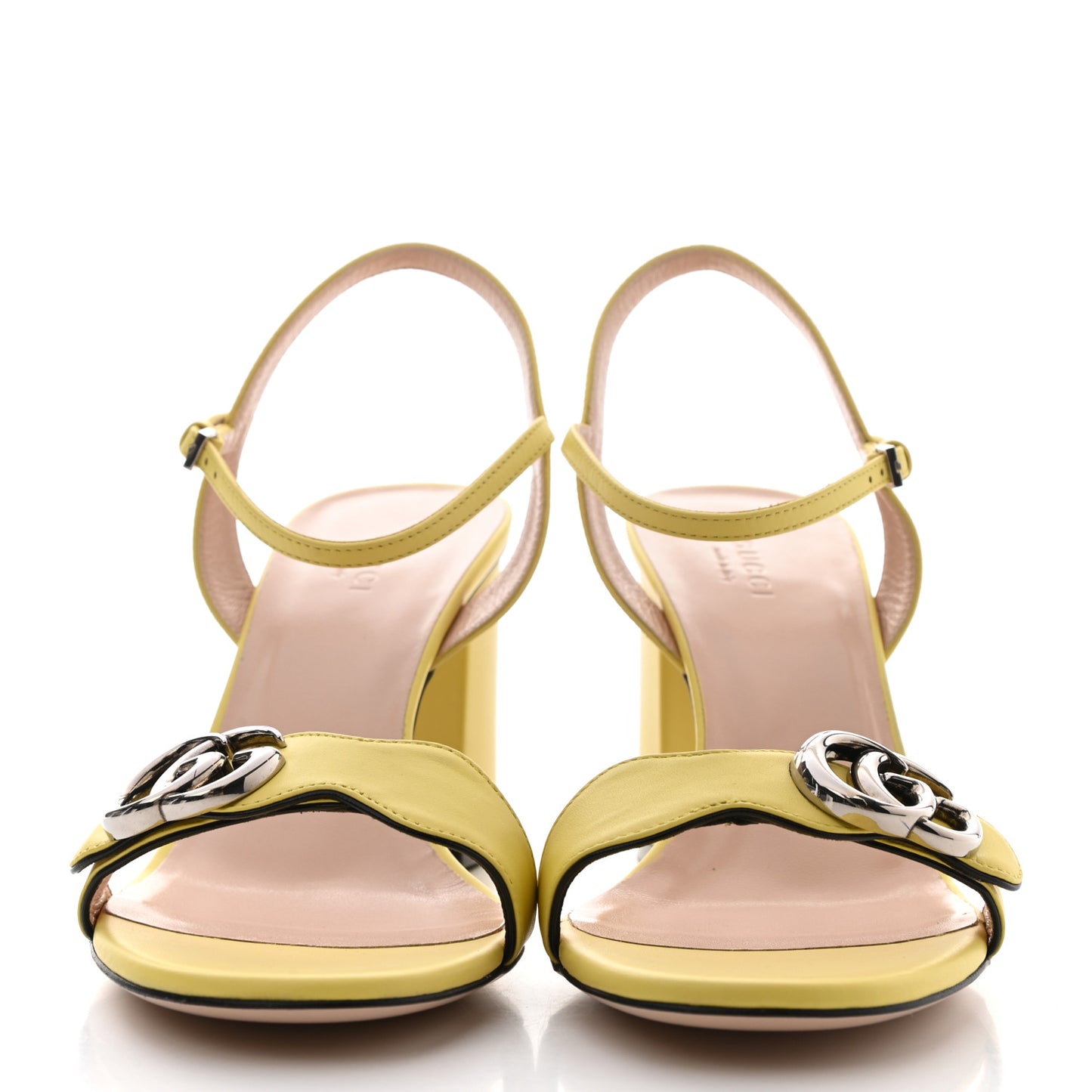 Lifford Calfskin GG Marmont Ankle Wrap 75mm Sandals 39.5 Banana