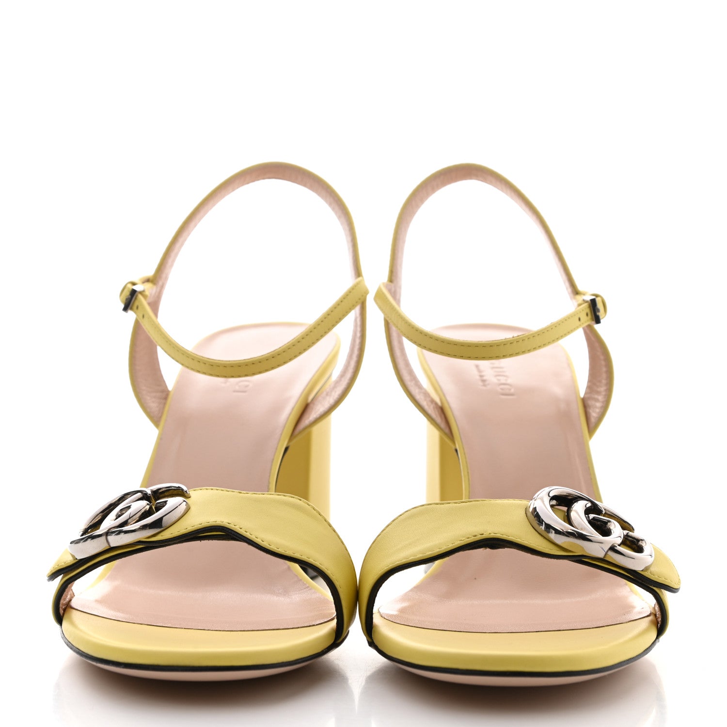 Gucci Lifford Calfskin GG Marmont Ankle Wrap 75mm Sandals 39.5 Banana 2 of 8