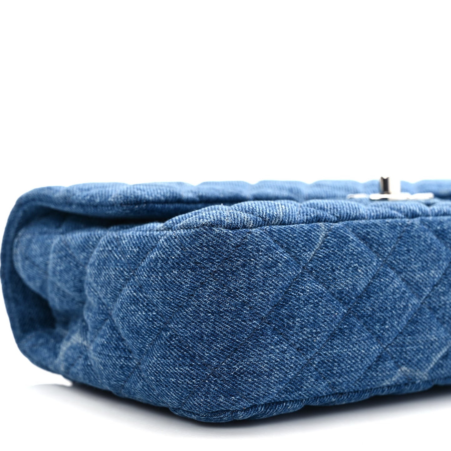 Denim Quilted CC Print Medium Single Flap Blue