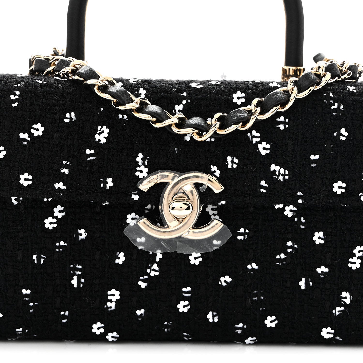 Chanel Tweed Sequin Quilted Top Handle Box Bag Black 8 of 10