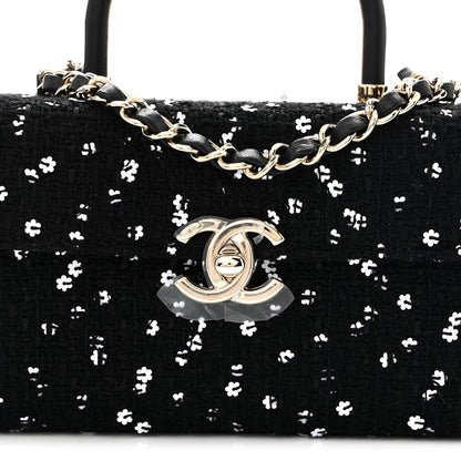 Chanel Tweed Sequin Quilted Top Handle Box Bag Black 8 of 10