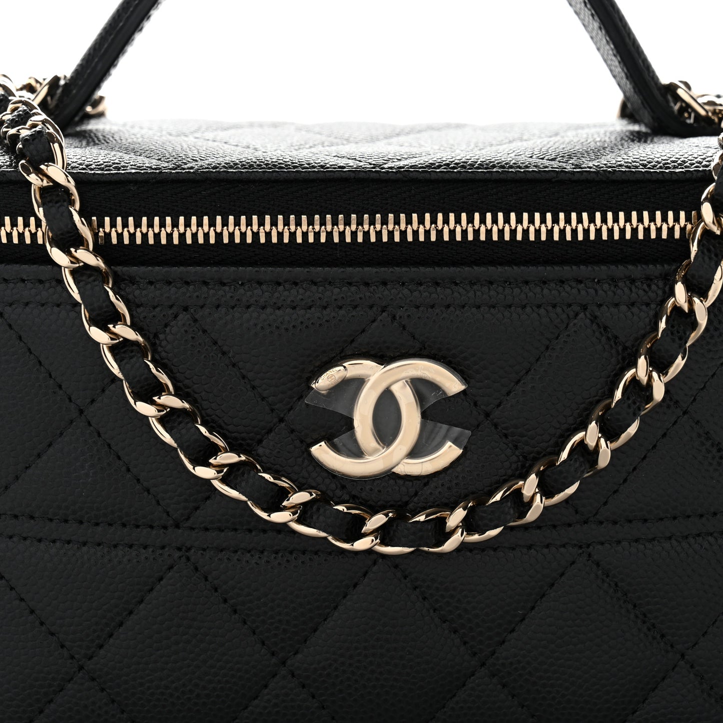 Caviar Quilted Trendy Handle Mini Vanity Black