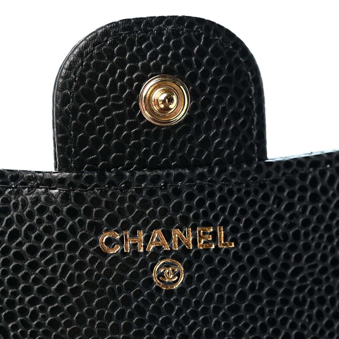 Caviar Quilted Compact Flap Wallet Black