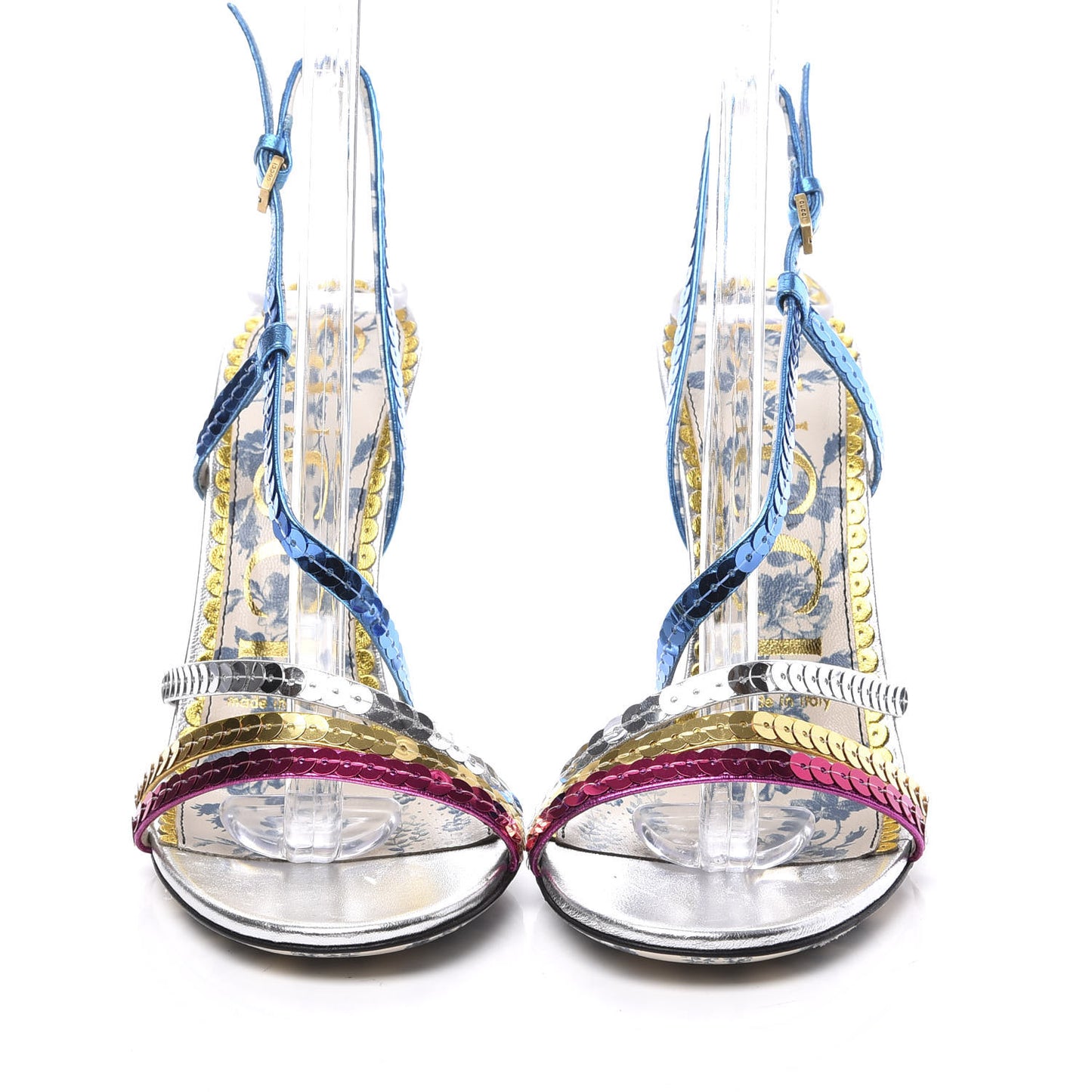 Sequin Paillette Nappa Silk Braided Haines High Heel Sandals 36.5 Fuxia Oro Vecchio Argento