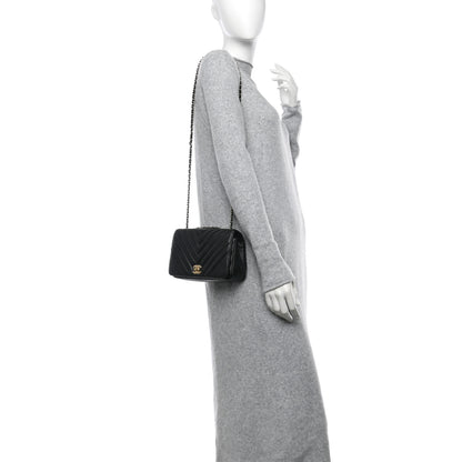 Chanel Calfskin Chevron Quilted Mini Statement Flap Black 2 of 11