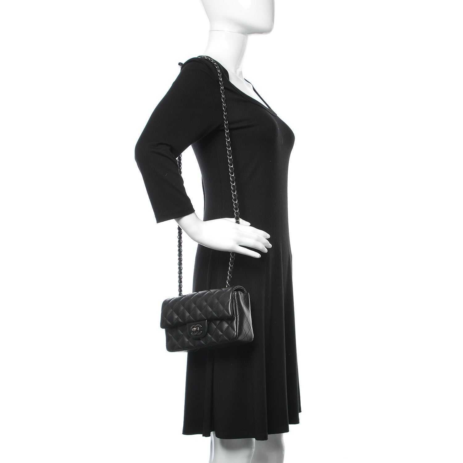 Chanel Lambskin Quilted Mini Rectangular Flap Black 2 of 10