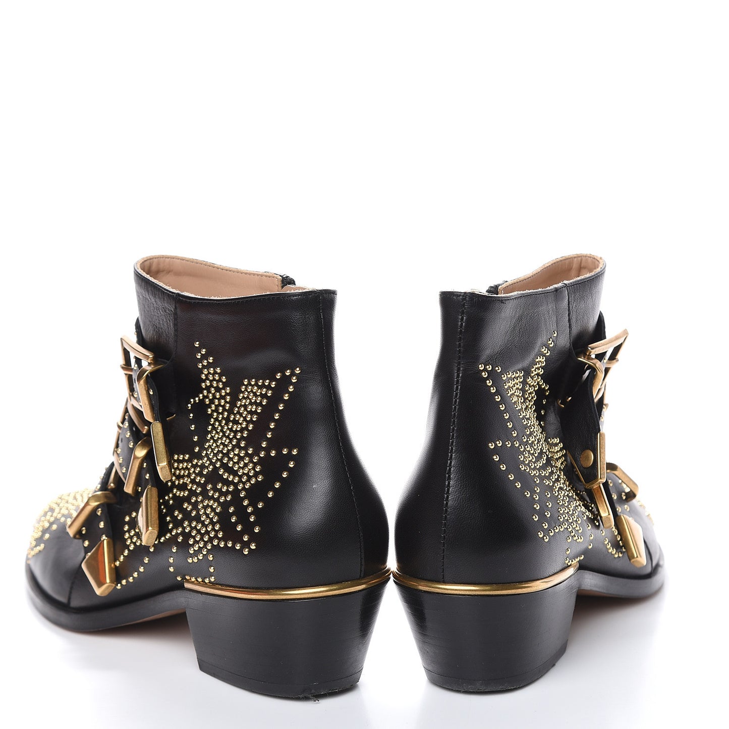 Nappa Sheepskin Studded Susanna Ankle Boots 35 Black Gold