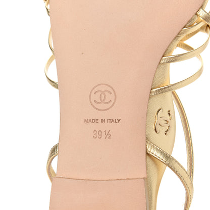 Chanel Laminated Lambskin CC Sandals 39.5 Gold 14 of 30