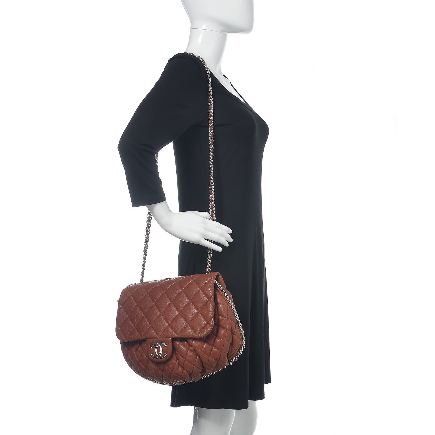 Chanel Washed Lambskin Chain Around Large Messenger Burgundy 2 of 10