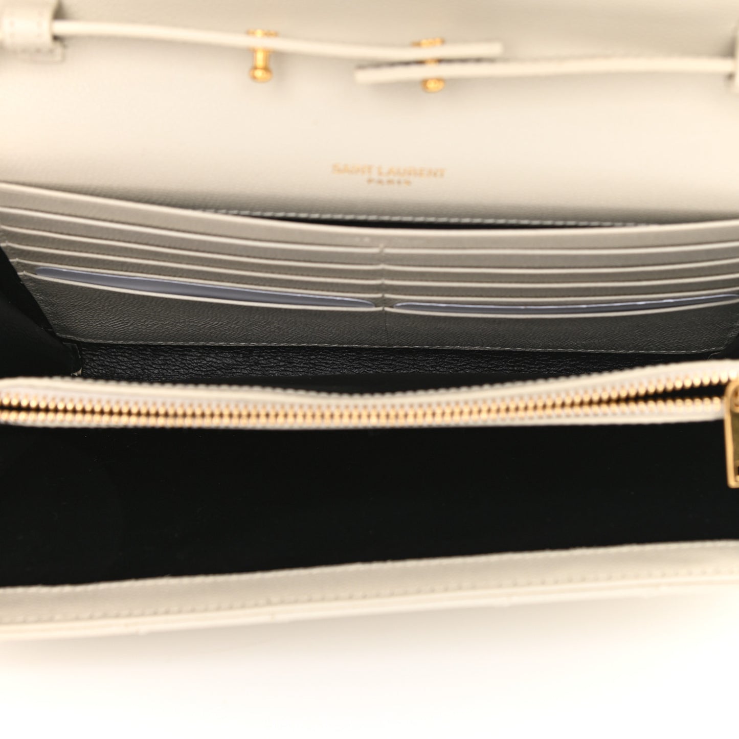 Grain De Poudre Matelasse Chevron Monogram Chain Wallet White