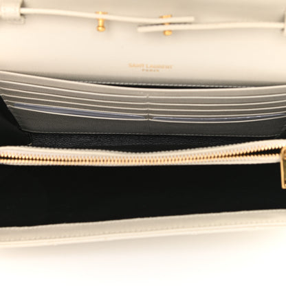 Saint Laurent Grain De Poudre Matelasse Chevron Monogram Chain Wallet White 5 of 14