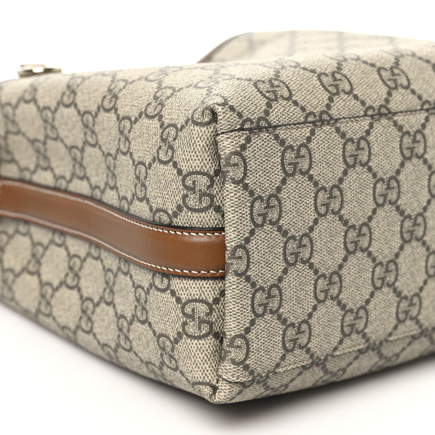 Gucci GG Supreme Monogram Emblem Small Shoulder Bag Beige Ebony Sundial 8 of 9