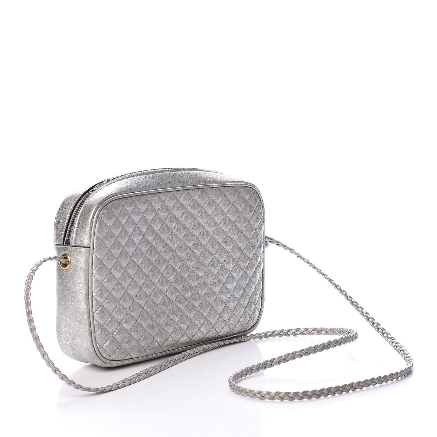 Laminated Nappa Web Trapuntata Small GG Shoulder Bag Argento