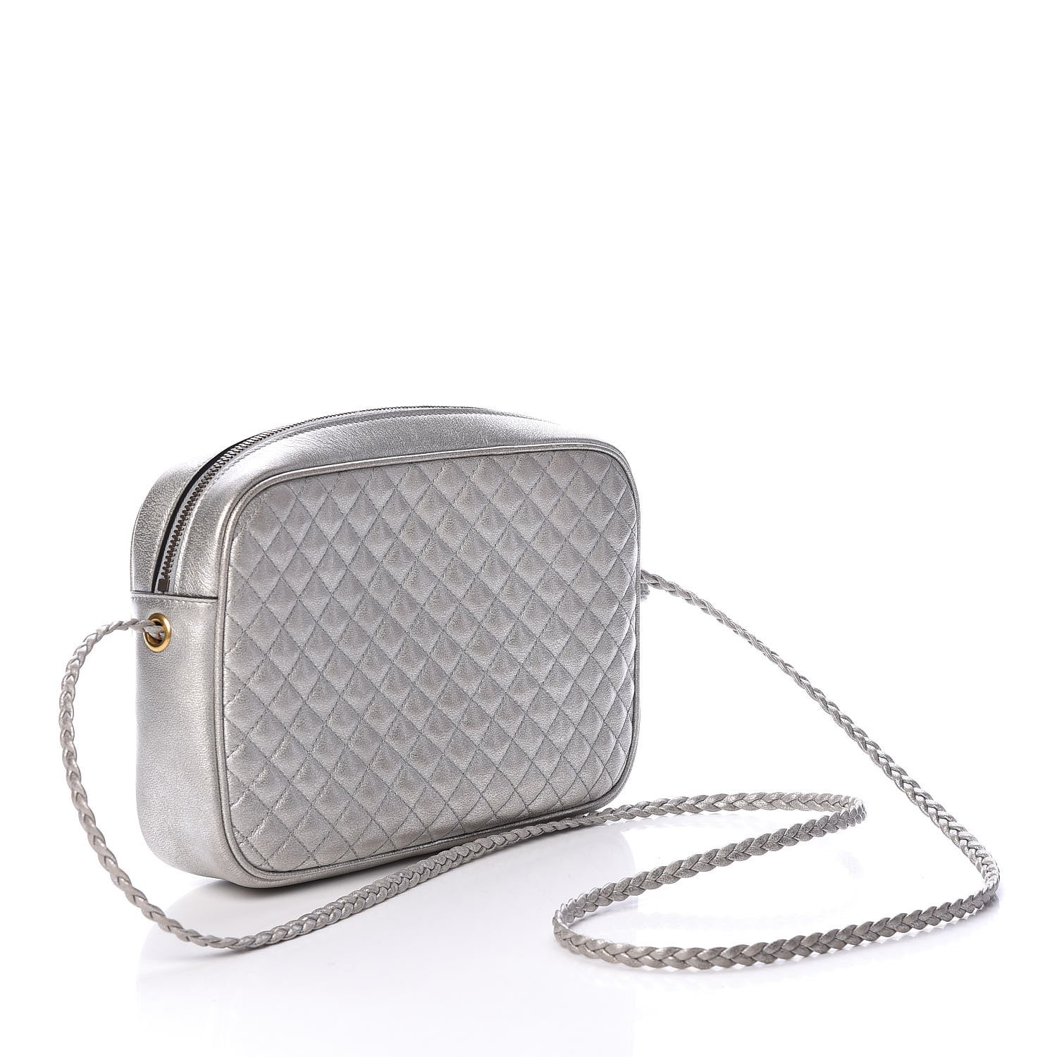 Gucci Laminated Nappa Web Trapuntata Small GG Shoulder Bag Argento 3 of 10