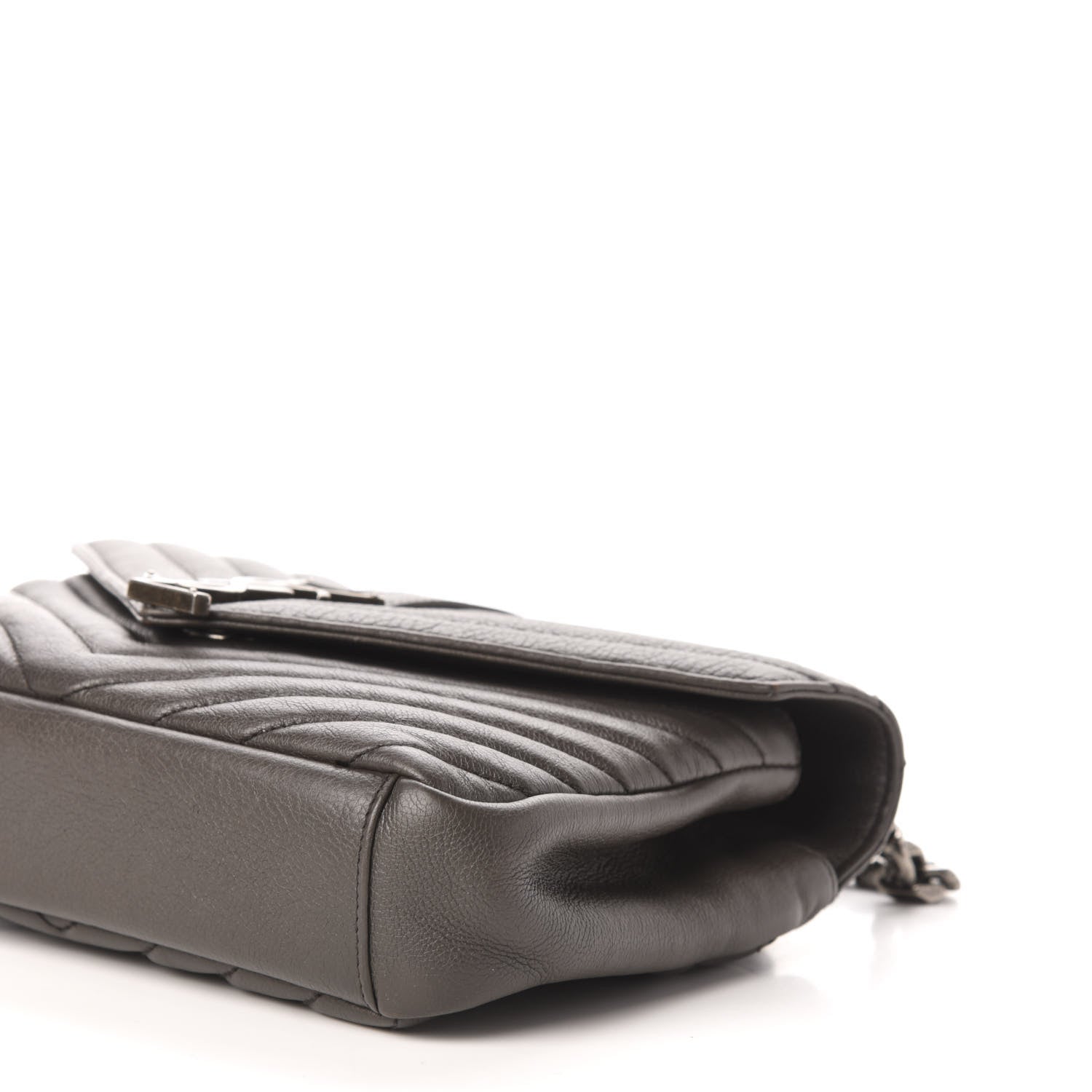 Saint Laurent Sheepskin Matelasse Chevron Monogram Medium College Bag Asphalt 12 of 17